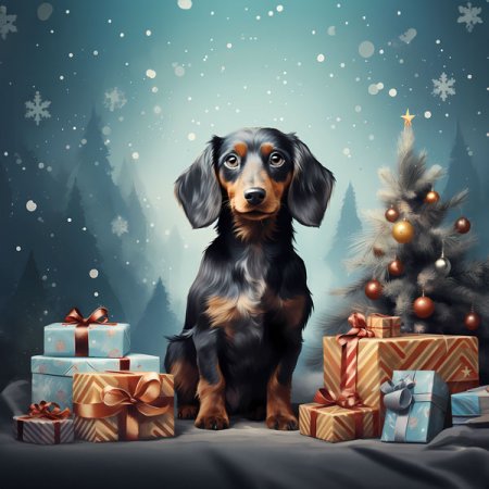 Samt-Panel Weihnachten Dackel