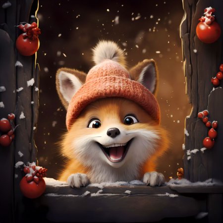 Velours-Panel "Happy Fox" lustiger Fuchs