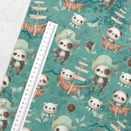 Preview: French Terry "Smaragd-Piraten" Panda