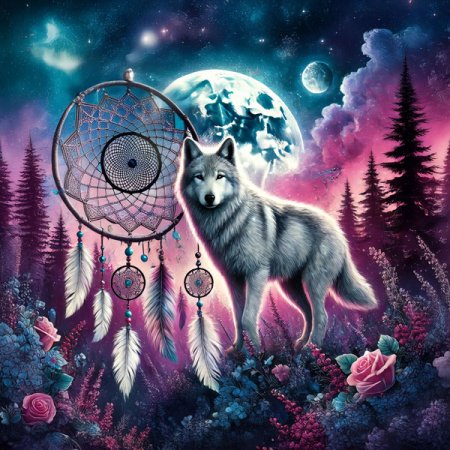 Samt Panel Traumfänger -Wolf 1