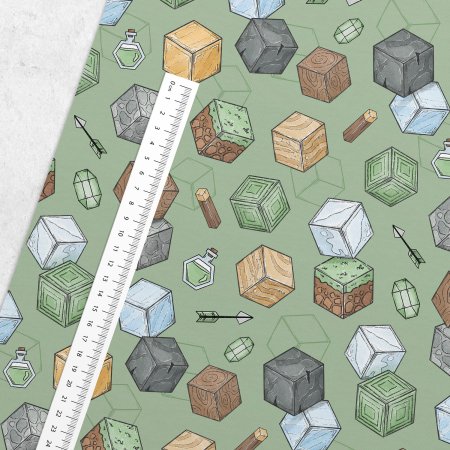 Preview: French Terry "Welt der Blöcke"