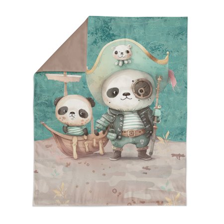 Baumwoll - Panel L "Smaragd-Piraten" Panda"