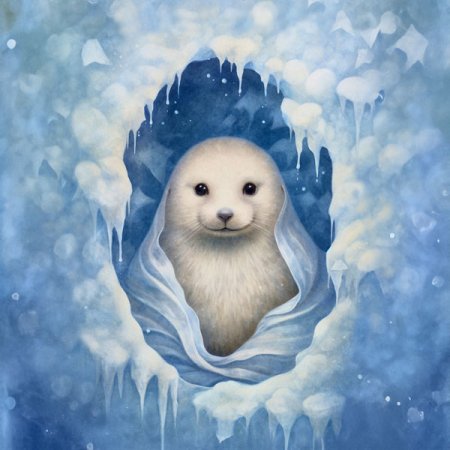 Velours-Panel Robbe im Schnee