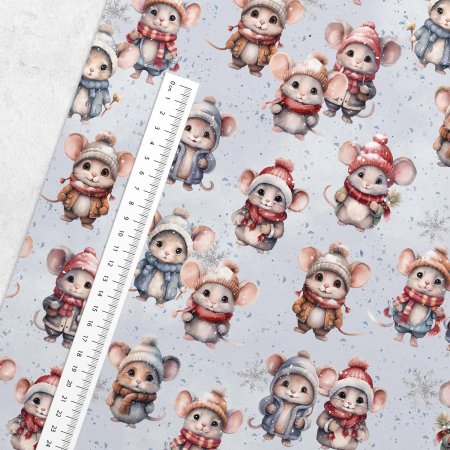 Preview: French Terry "Winter Mäuse"