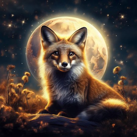 Velour Panel Mondbild Fuchs