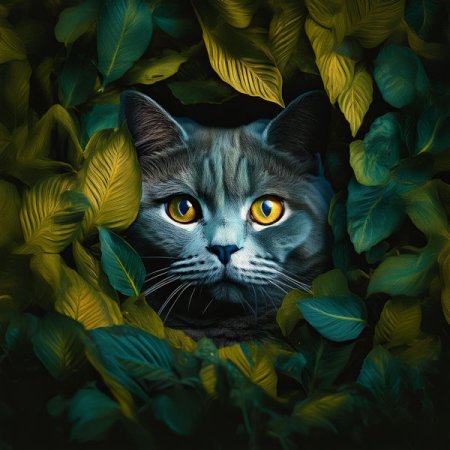 Velours-Panel "Britisch Kurzhaar" in Blätter