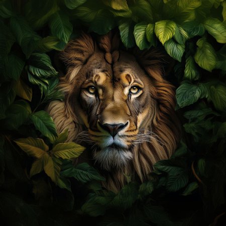 Velours-Panel "Löwe" in Blätter