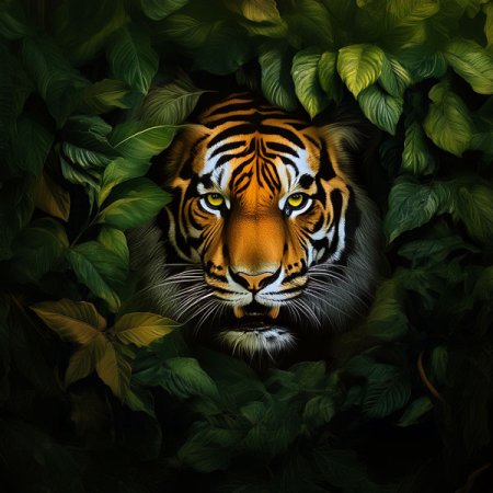 Velours-Panel "Tiger" in Blätter