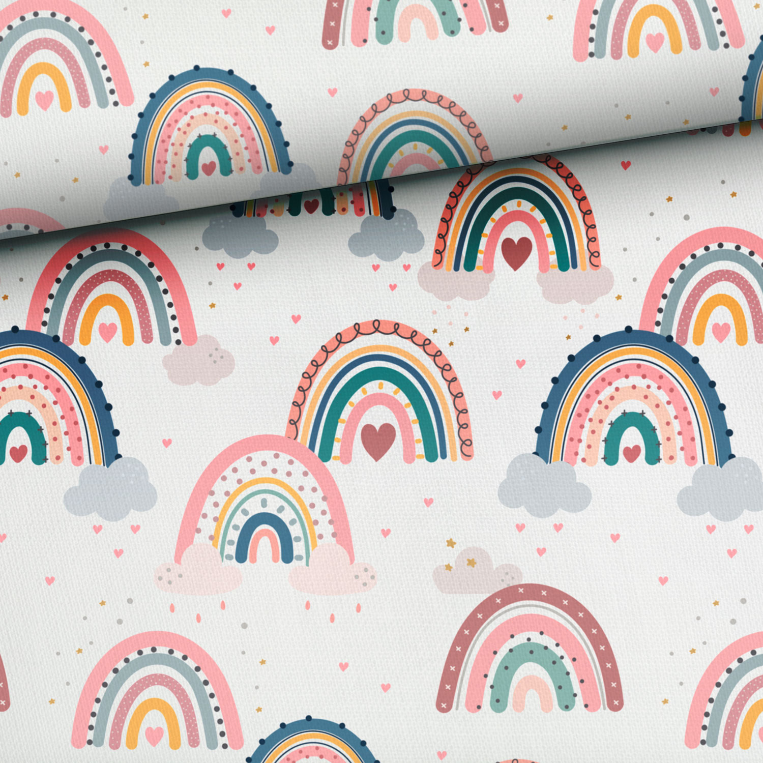 Jersey Baumwollstoff Mit Regenbogen Pastel Rainbow Regenbogen