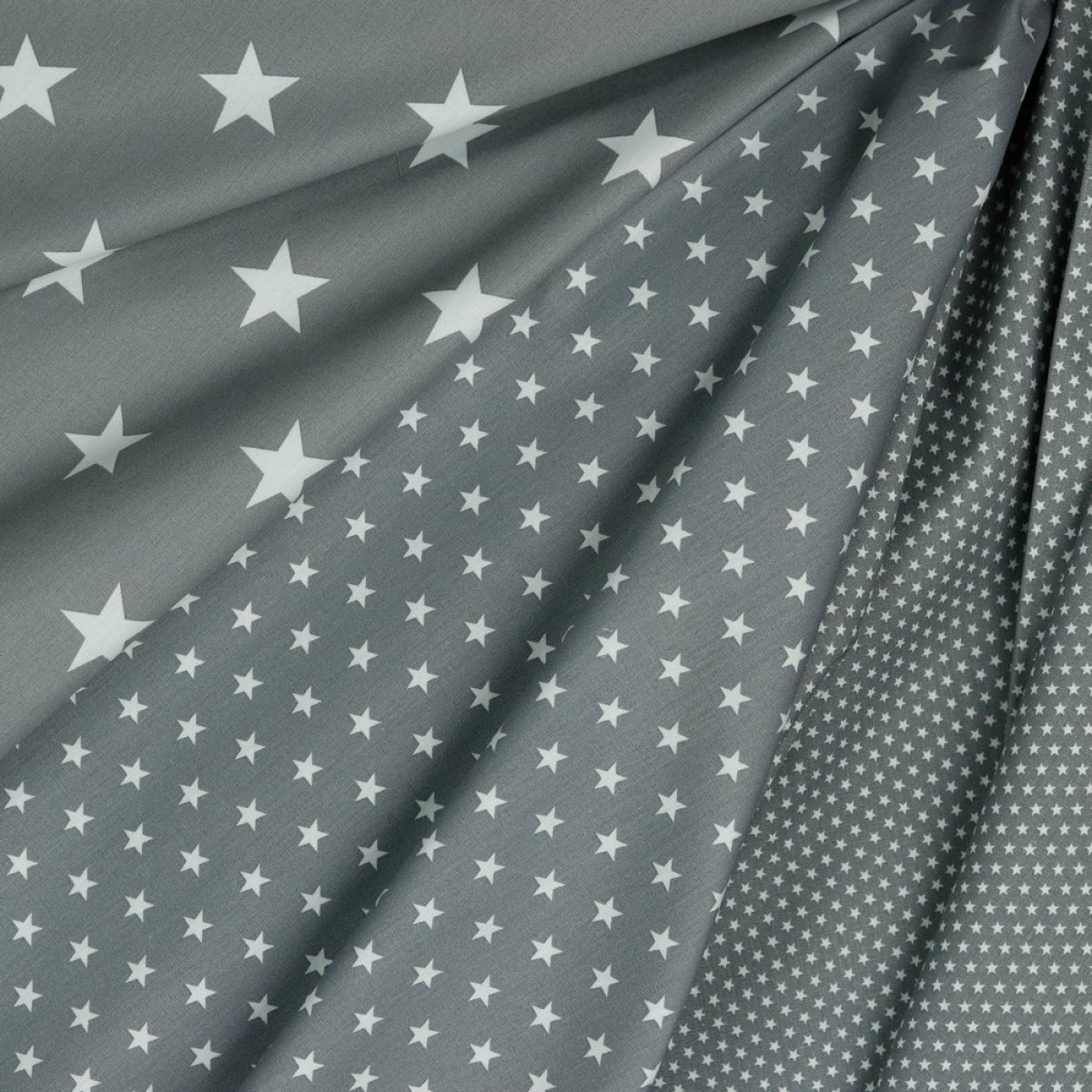 Baumwollstoff Stars Sterne auf grau - Poppy Design