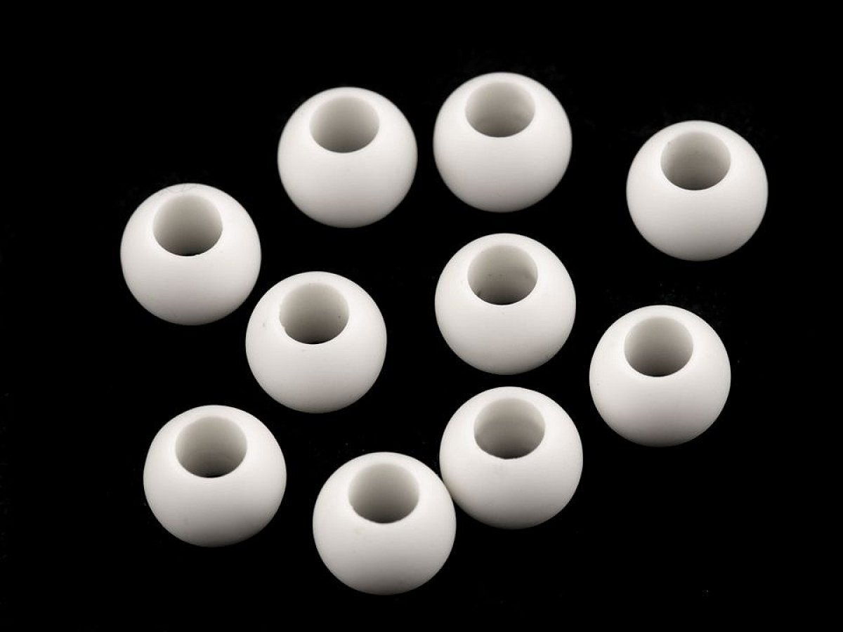 Großlochperle 10x12 mm matt weiß