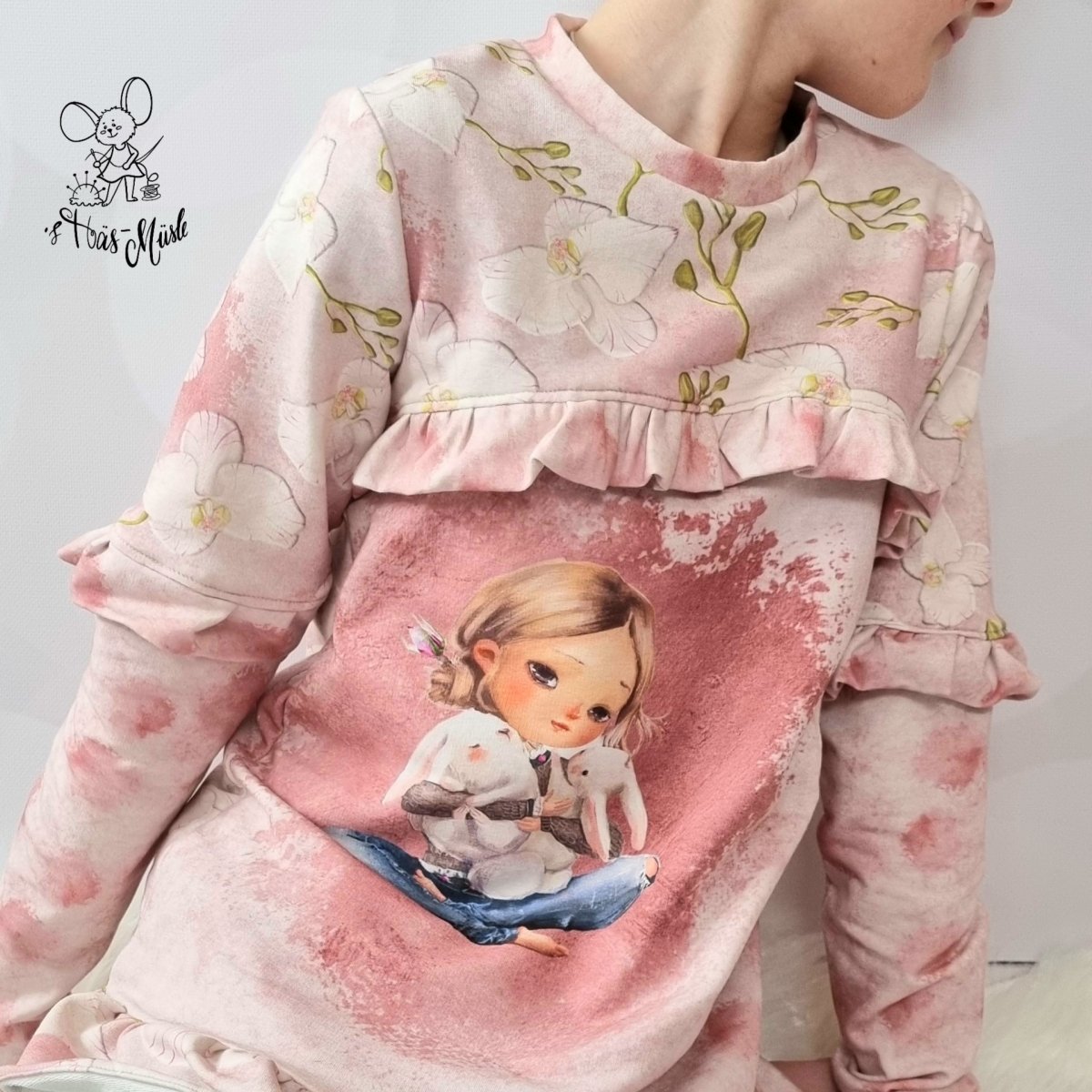 EP French Terry - Panel Mädchen mit Hase