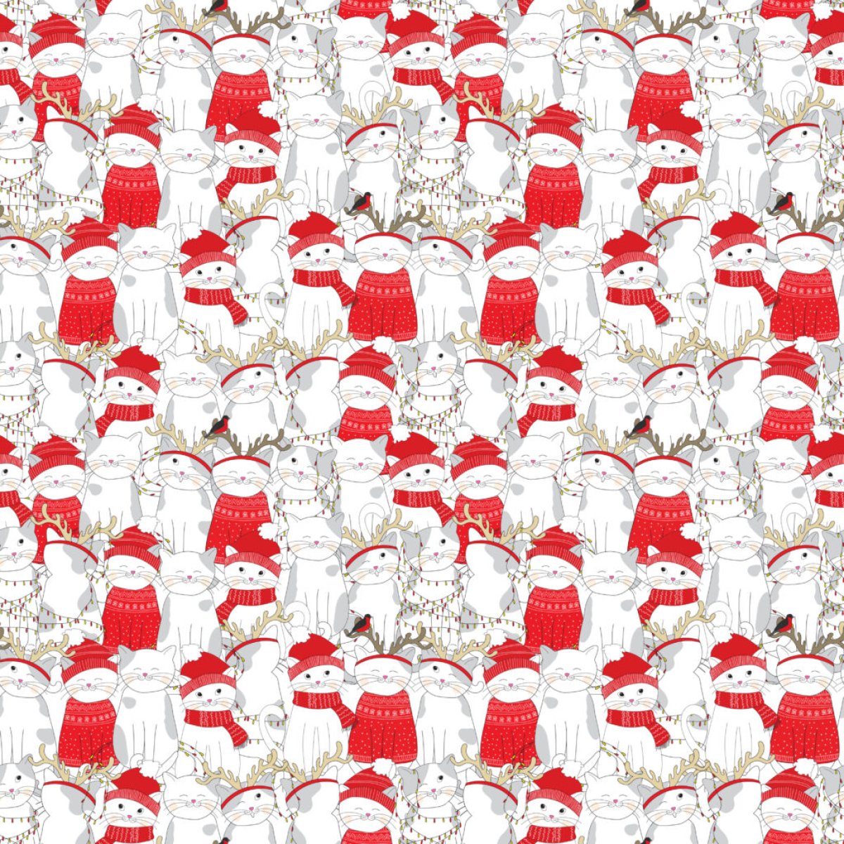 Baumwollstoff Katzen als Nikolaus