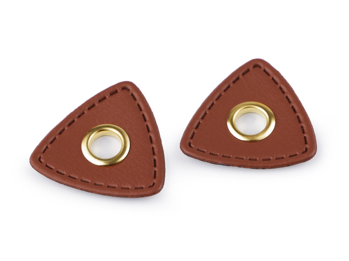 2 Ösen Patch "Dreieick" 8mm Kunstleder braun