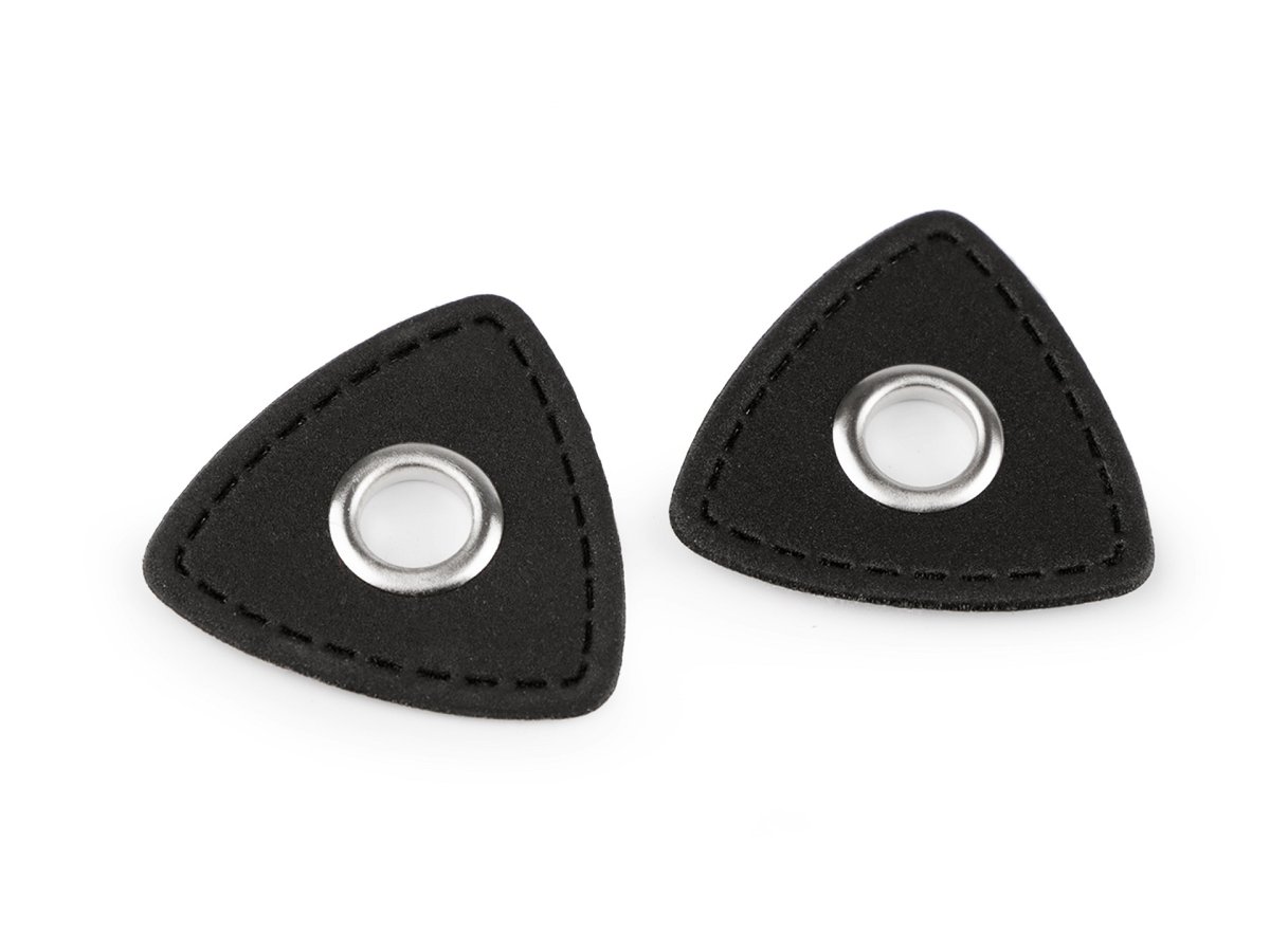 2 Ösen Patch "Dreieick" 8mm Kunstleder schwarz matt