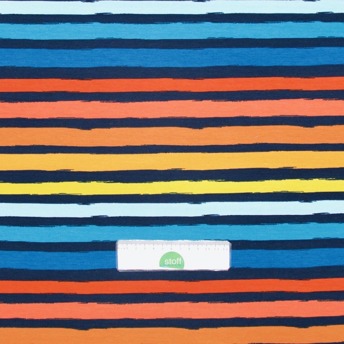 French Terry  STRIPES Blockstreifen blau rot gelb Sweat