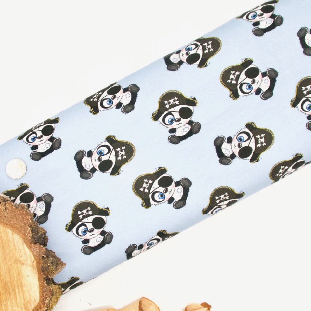 French Terry Piratenbär auf blau