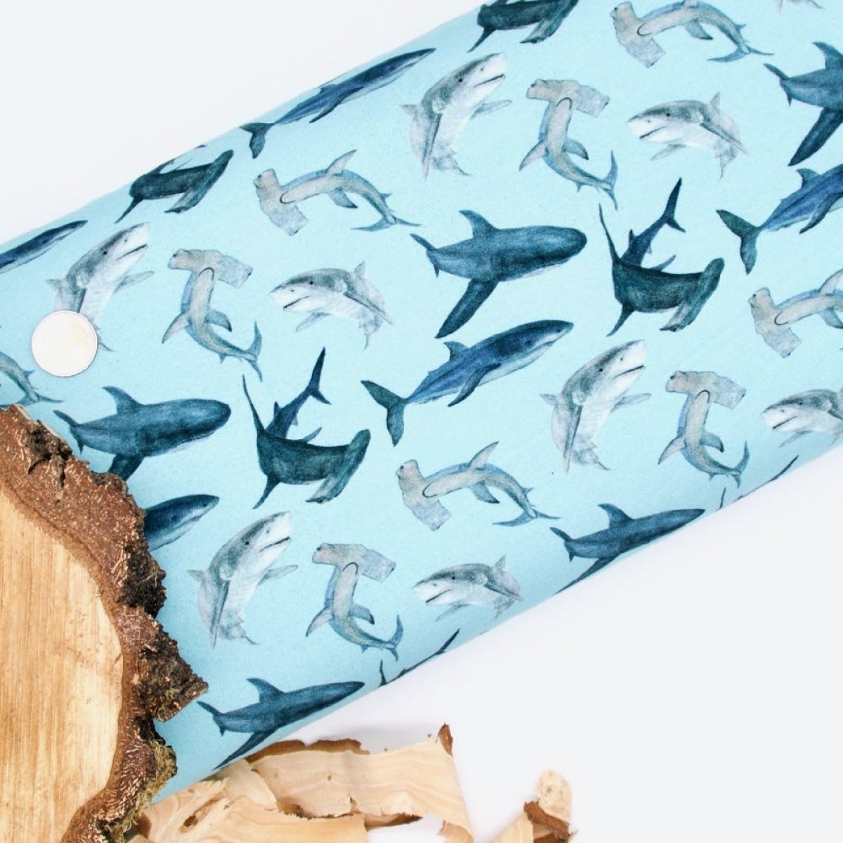 French Terry Sharks auf Mint