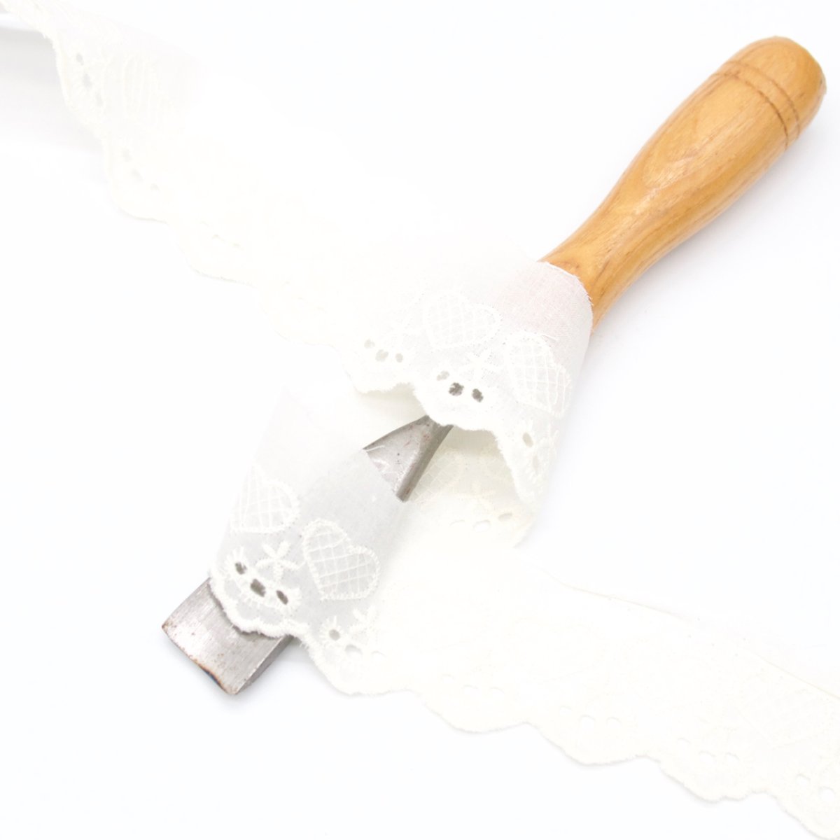 Baumwollspitze Herz 50 mm ivory elfenbein