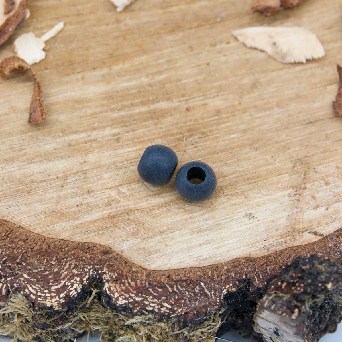 Großlochperle 10x12 mm matt anthrazit