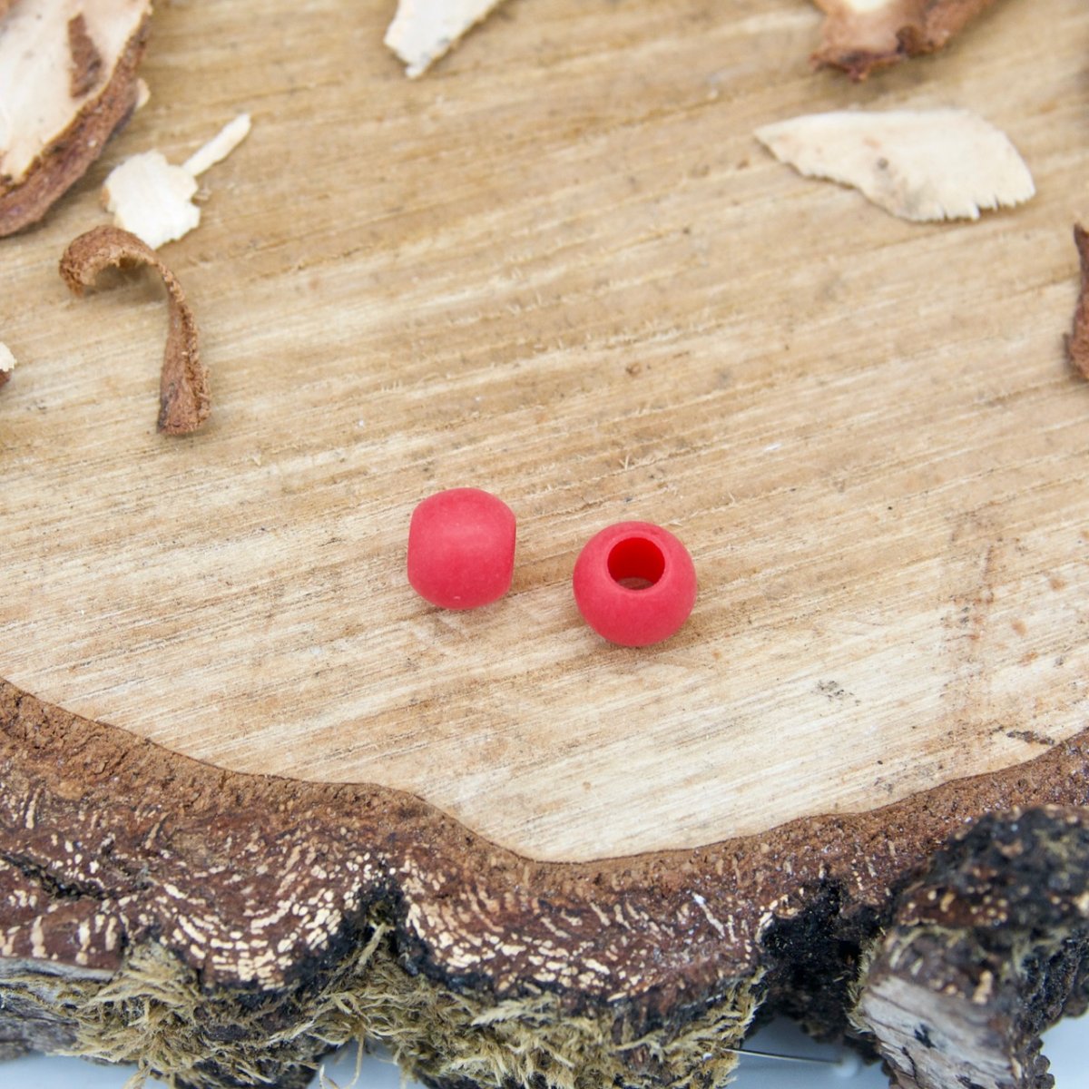 Großlochperle 10x12 mm matt rot