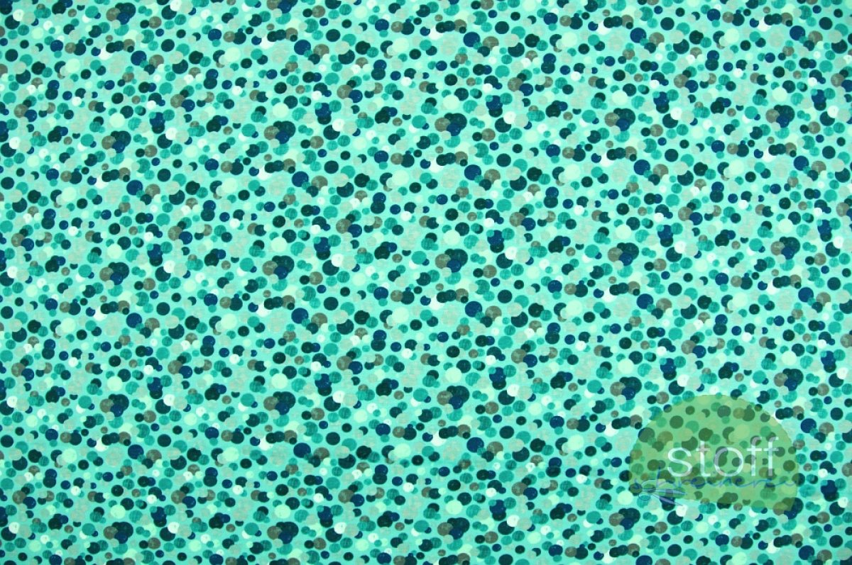 Jersey Punkte waterwashed grün blau auf mint