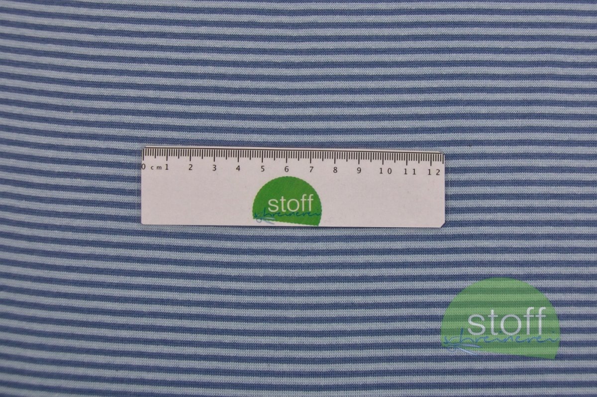 Bündchen Feinripp Streifen hellblau
