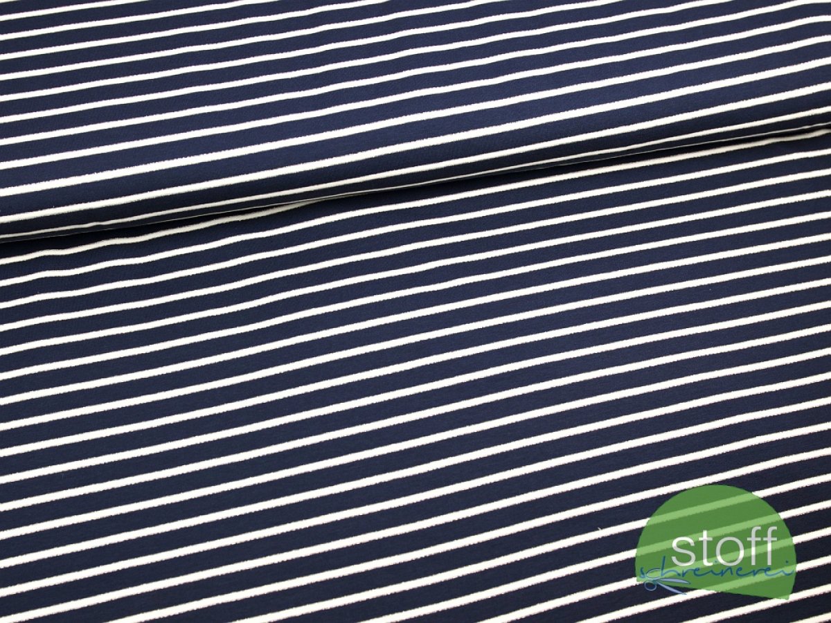 French Terry Lurex Stripe - Glitzer Streifen creme navy