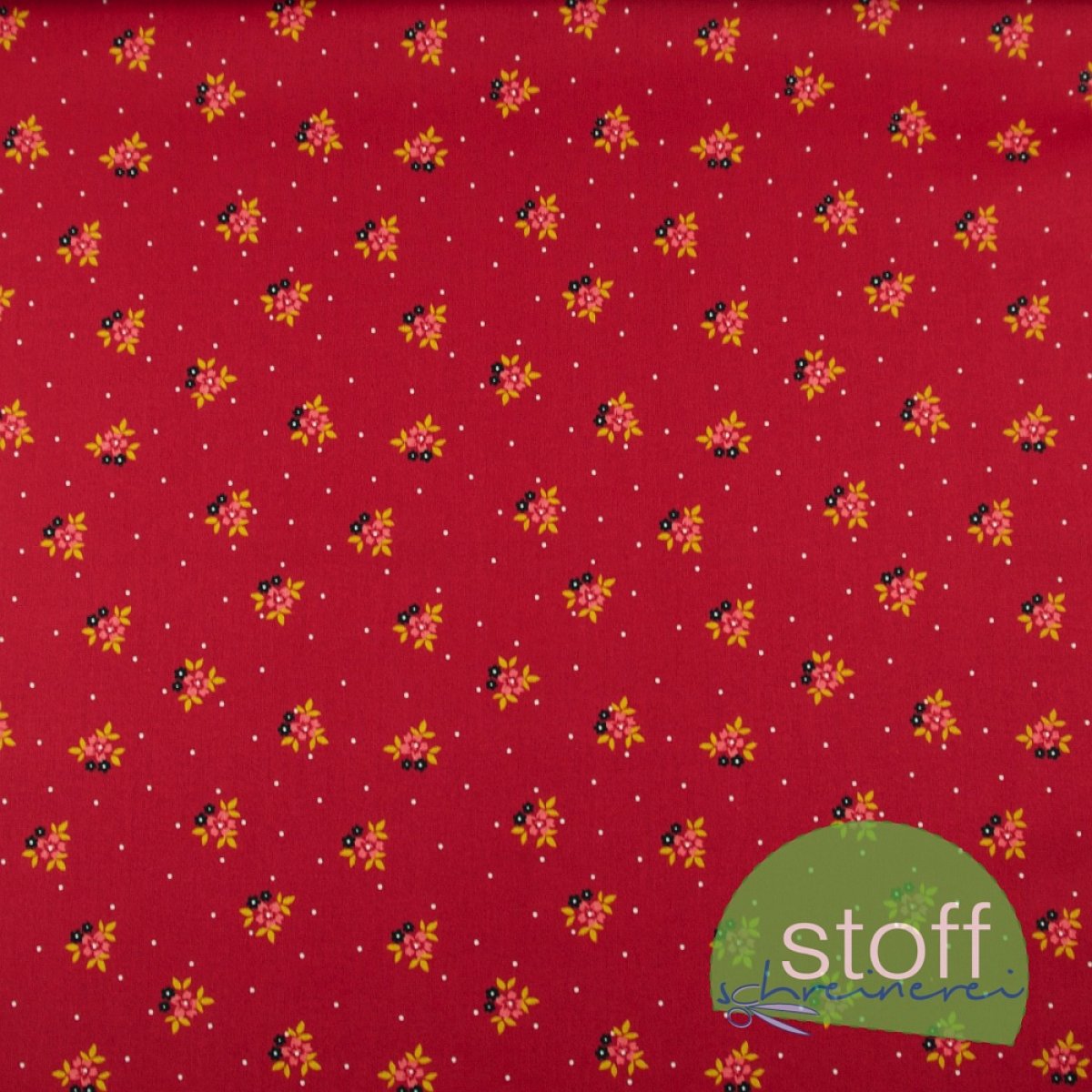 Baumwollstoff Trachten Blumen rot