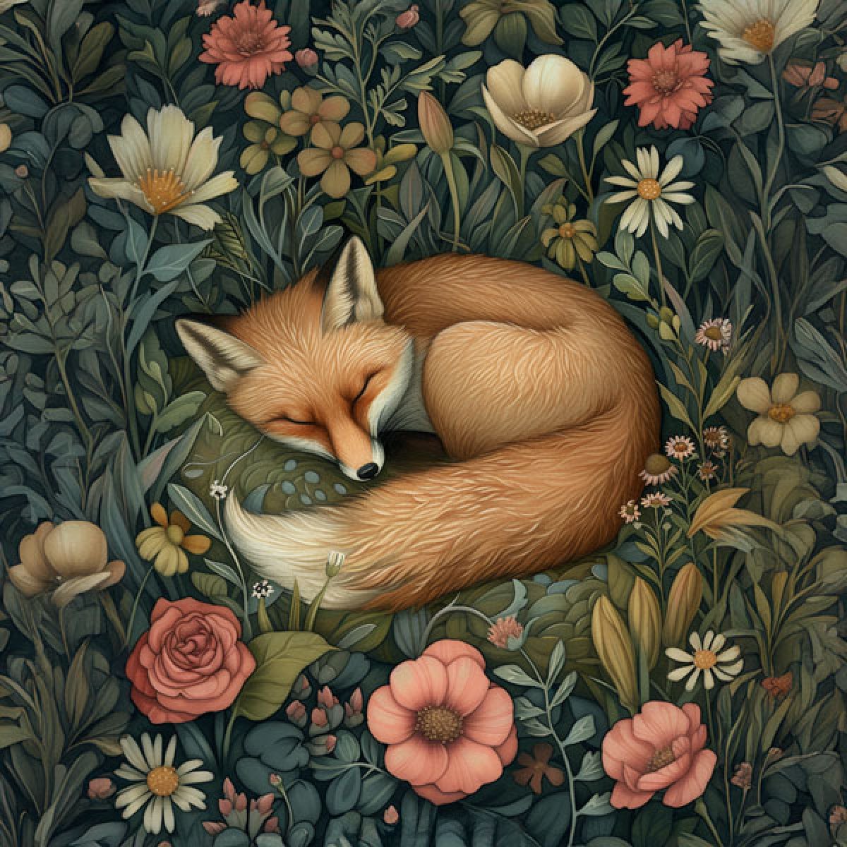 Velours-Panel schlafende Tiere „Fuchs“