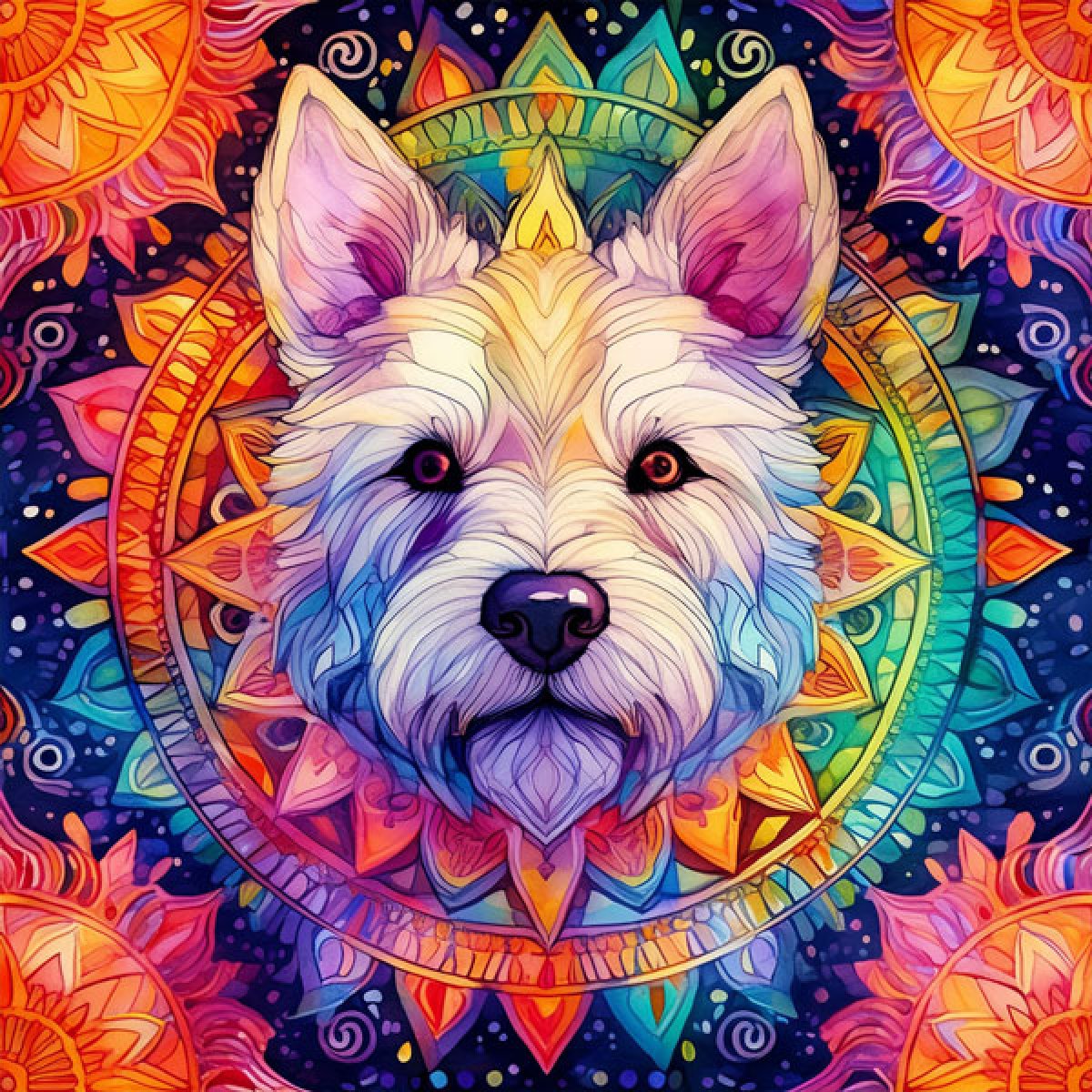 Velour Panel Mandala „Westie“