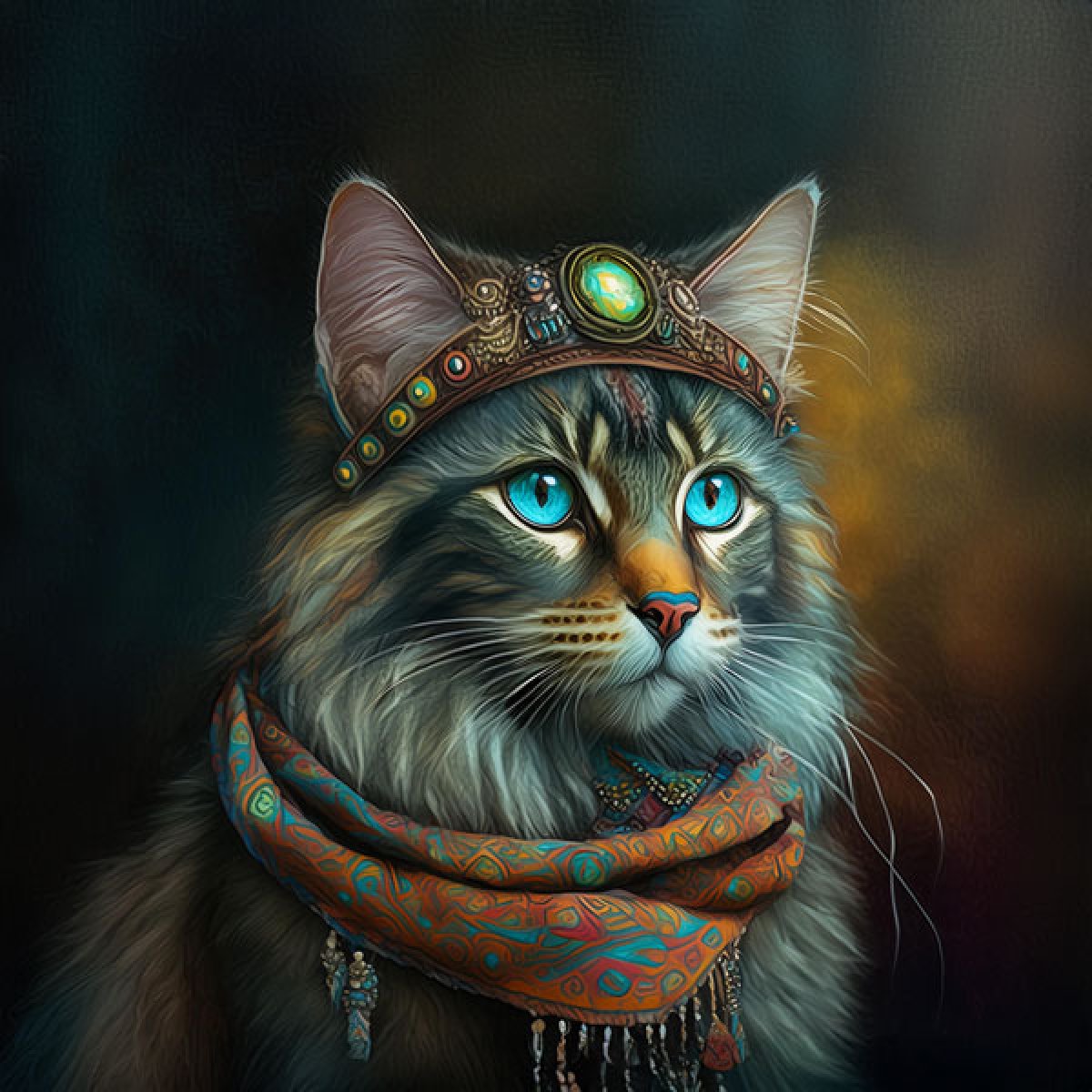 Velour Panel Katze „Boho 10“
