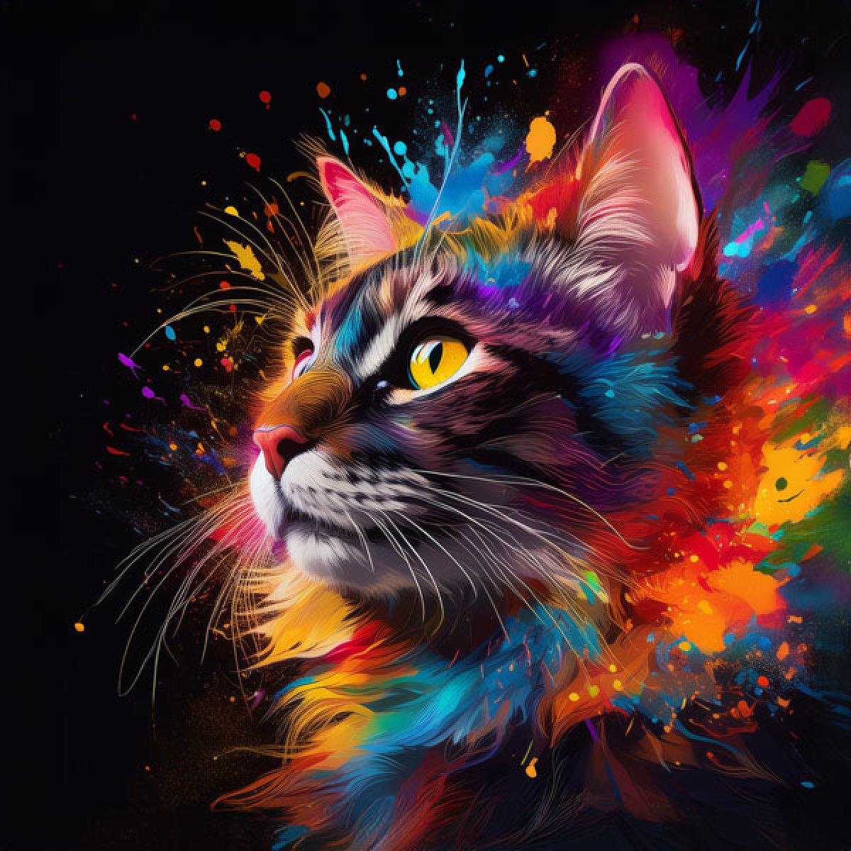 Velour Panel „Katze Rainbowsplash“ 1
