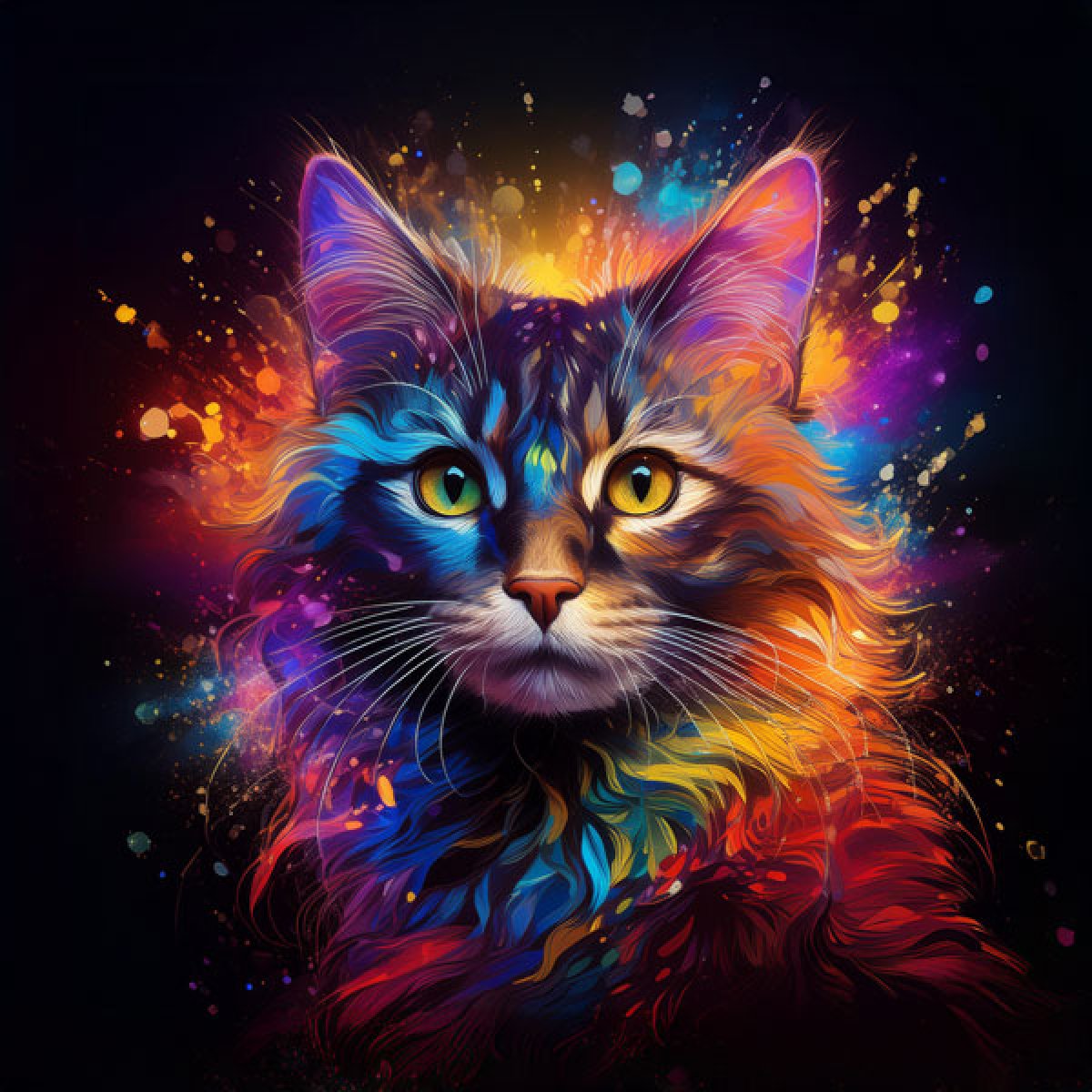 Velour Panel „Katze Rainbowsplash“ 2