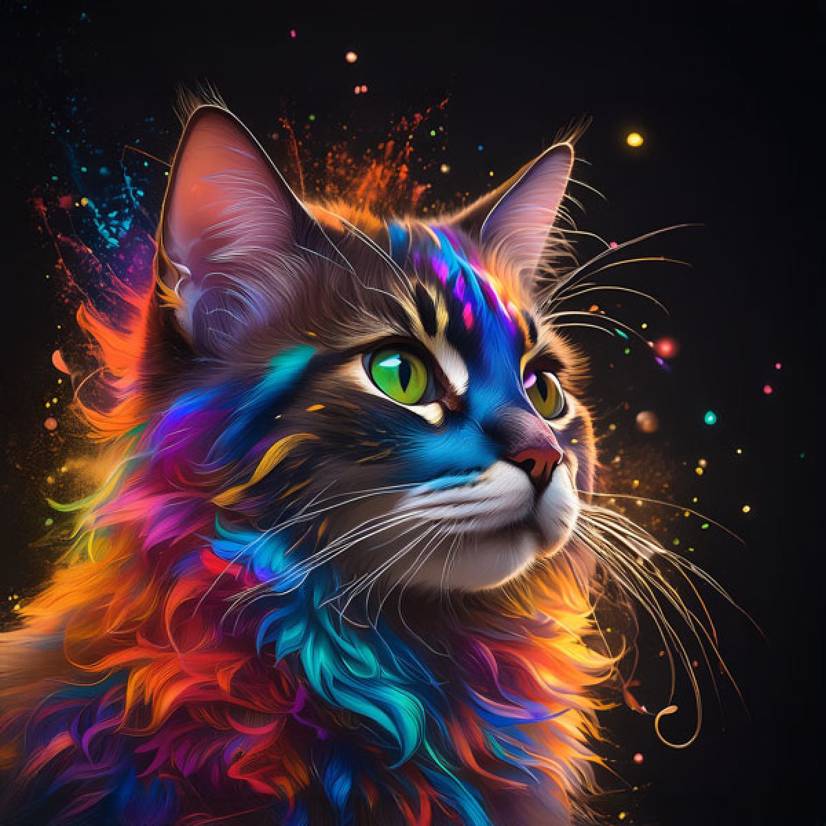 Velour Panel „Katze Rainbowsplash“ 3