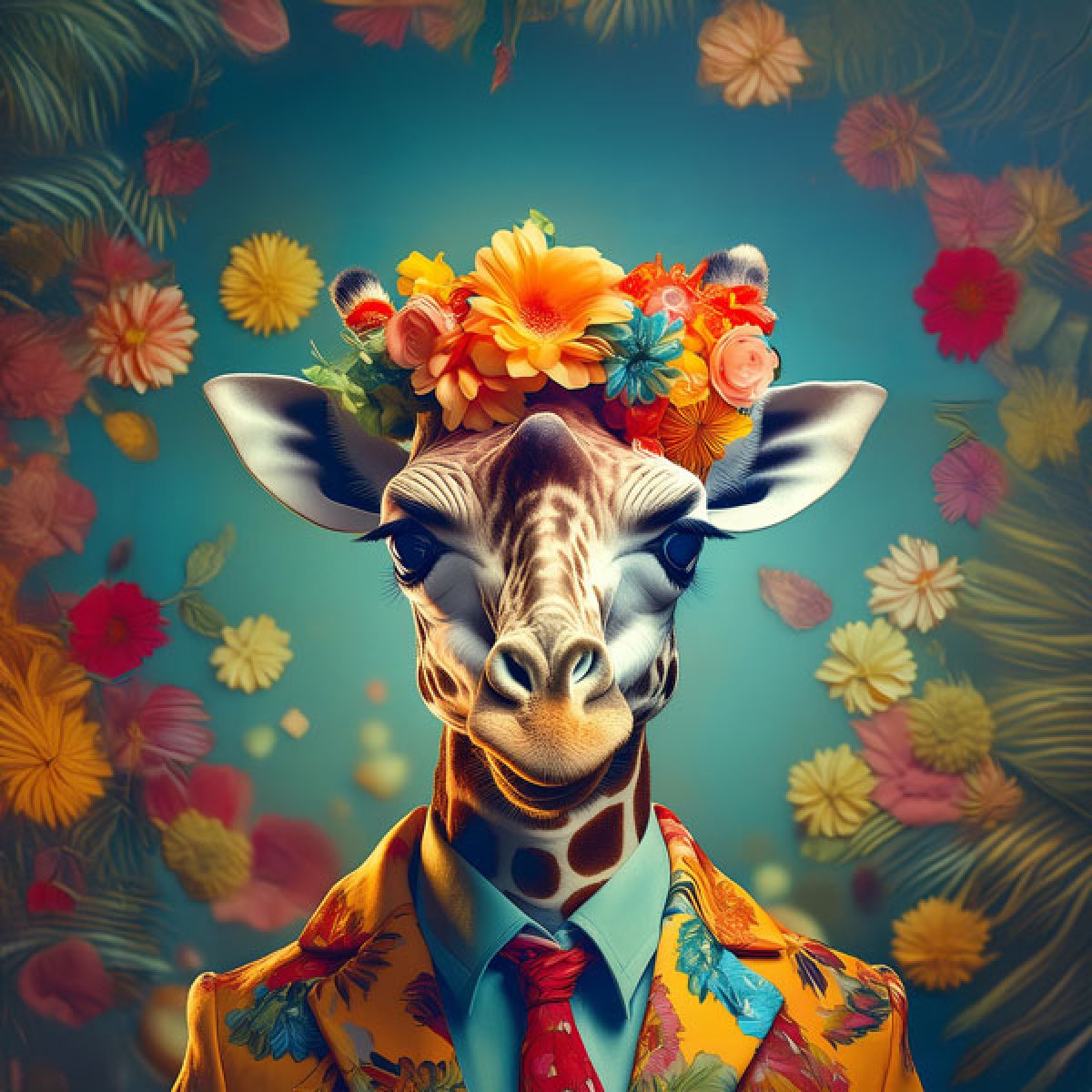 Velour Panel „Giraffe Tropisch“