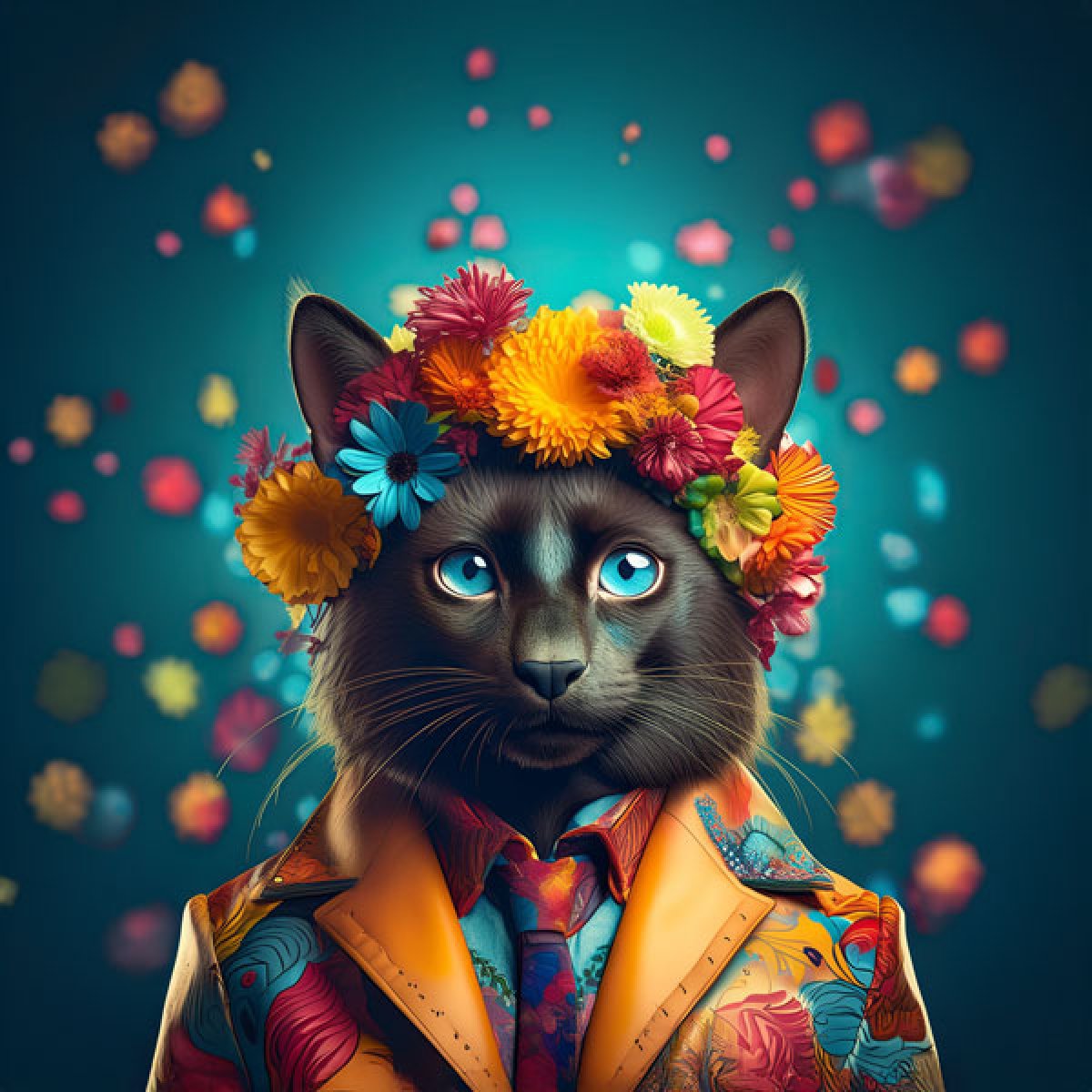 Velour Panel „Katze Tropisch“ 10