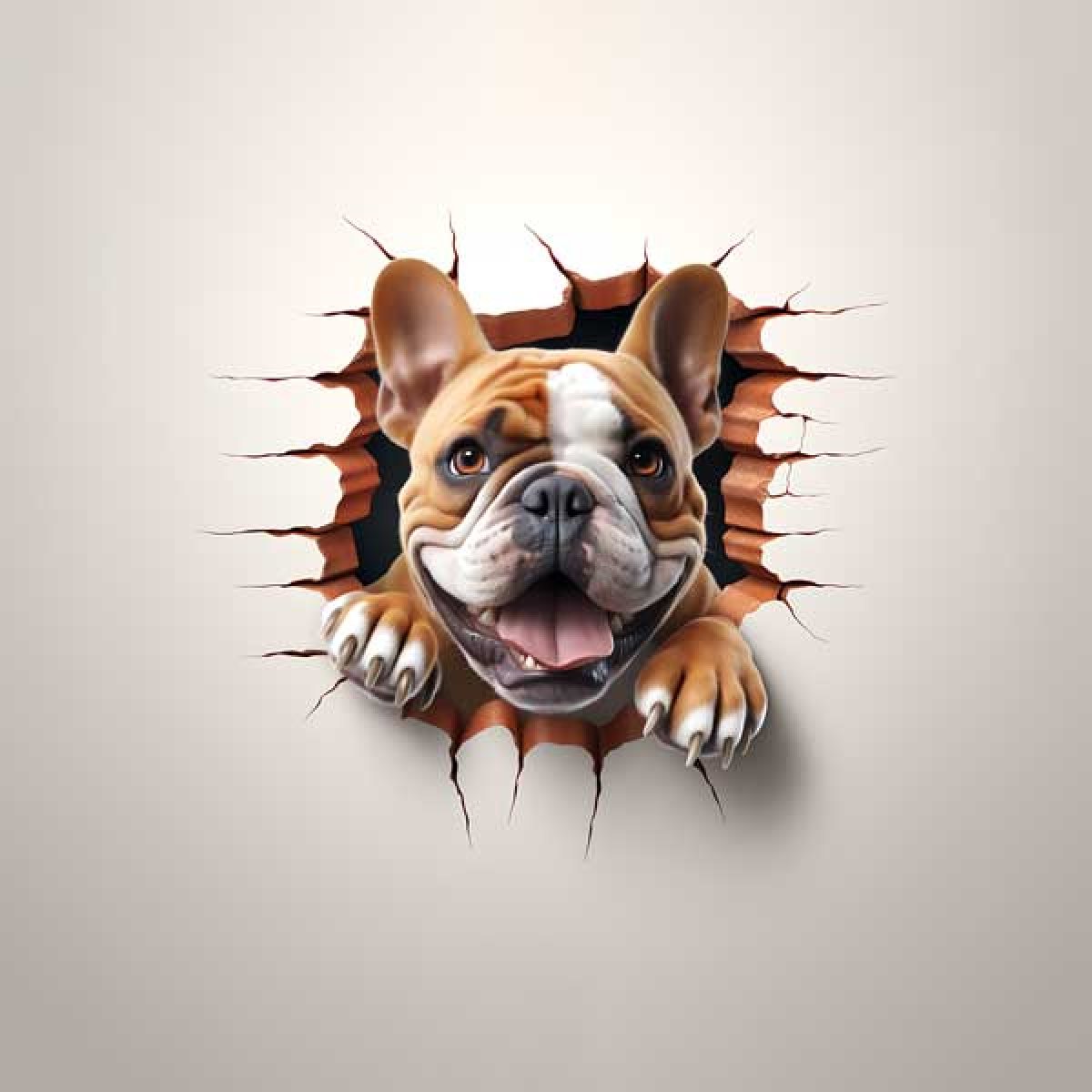 Velour Panel „durch die Wand „ Engl. Bulldogge
