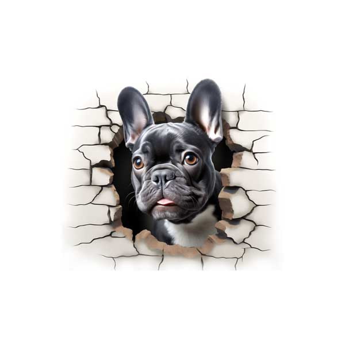 Velour Panel „durch die Wand „ franz. Bulldogge - grau
