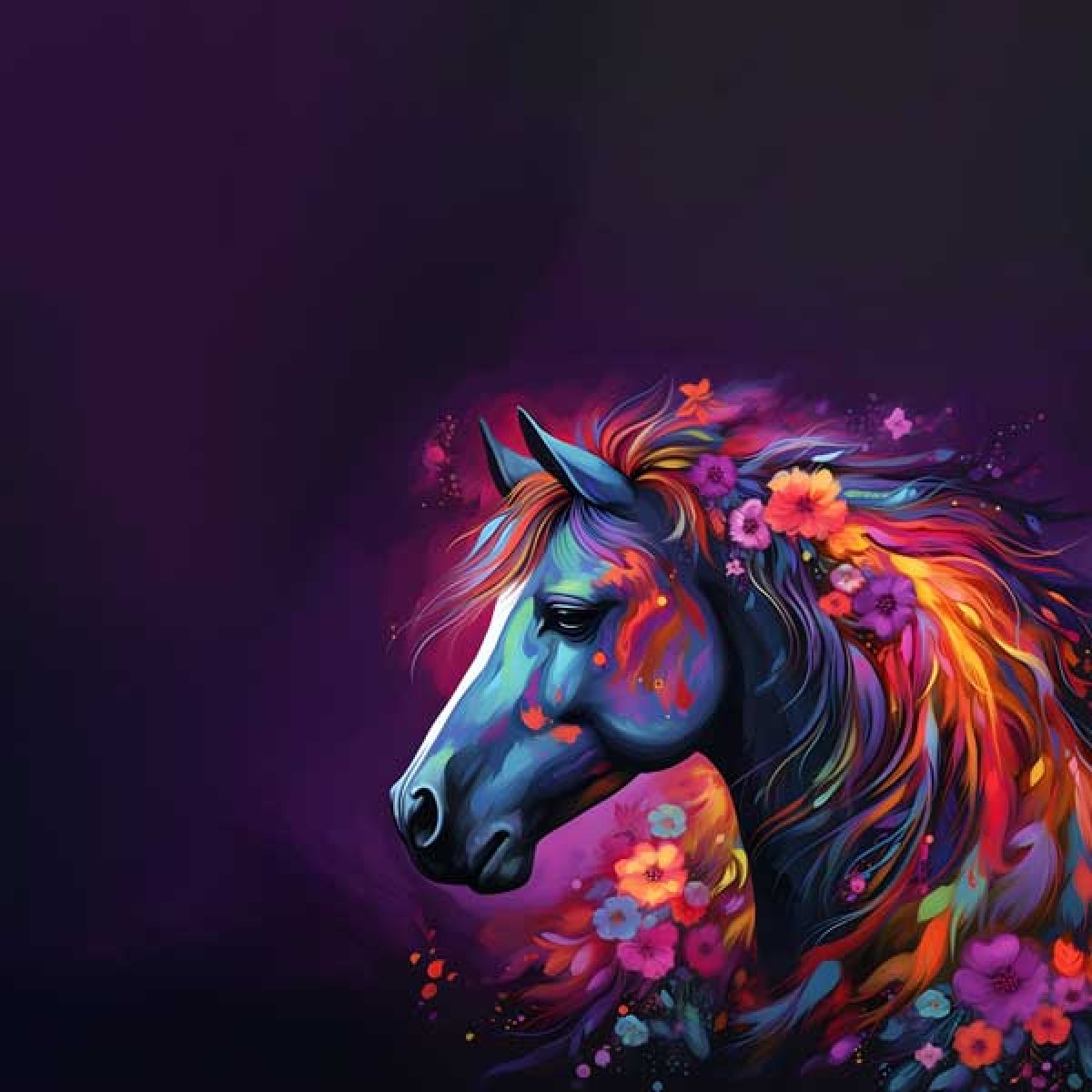 Velour Panel Pferdekopf feurig lila