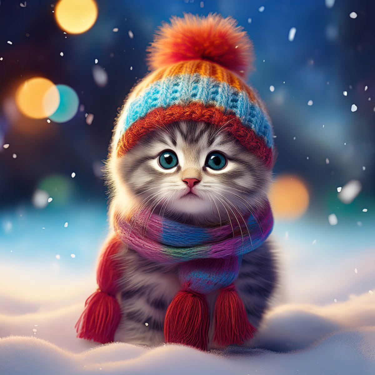 Samt-Panel Katze mit Wintermütze