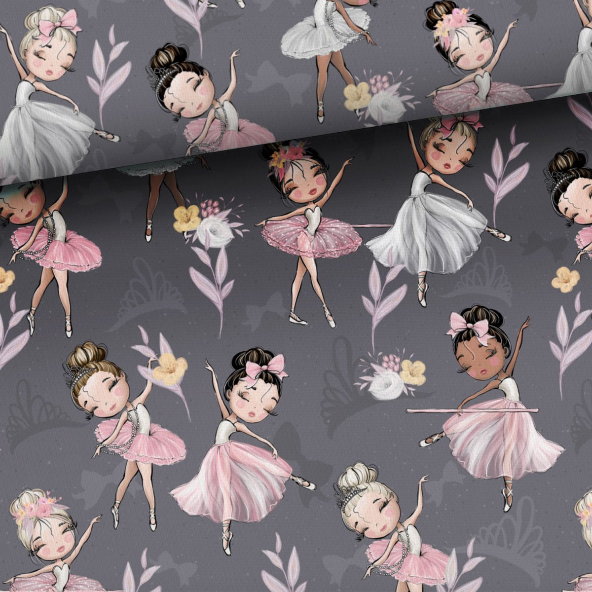 Baumwollstoff Prima Ballerina grau