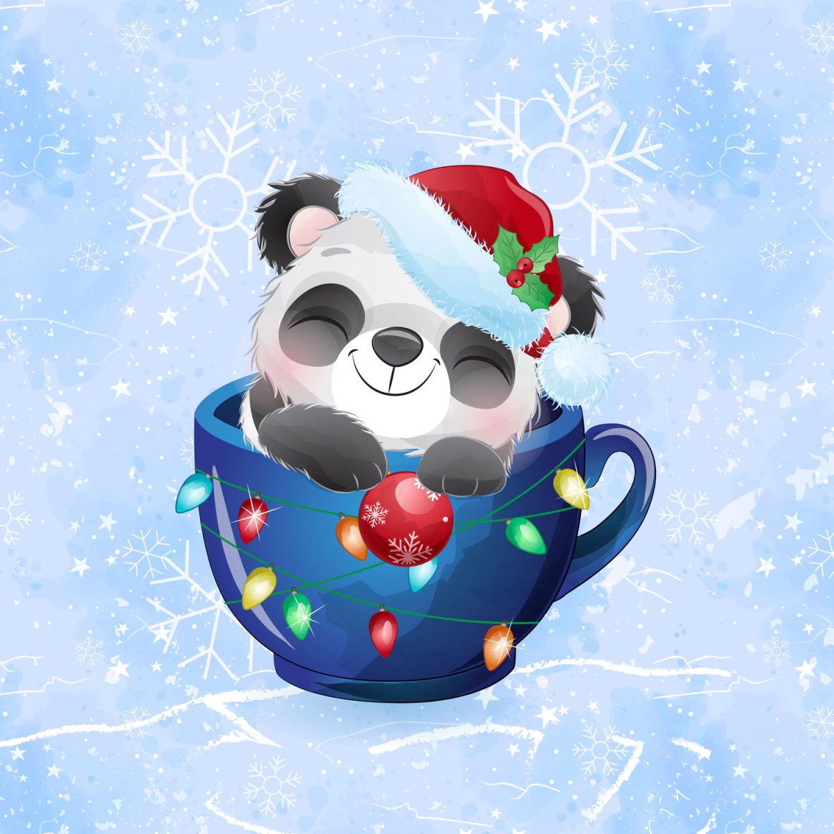 French Terry - Panel Panda in der Tasse