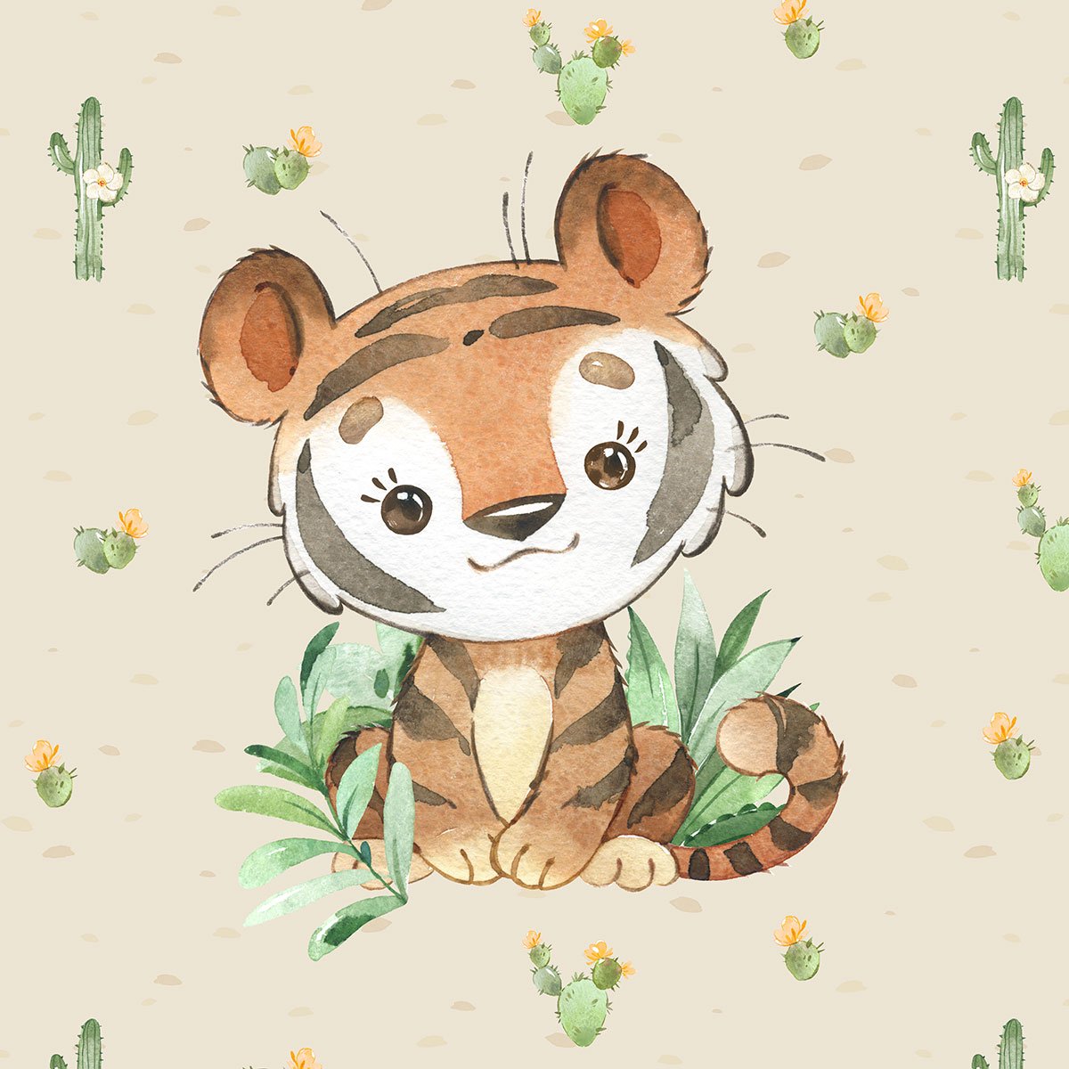French Terry Panel "Exotischer" Tiger