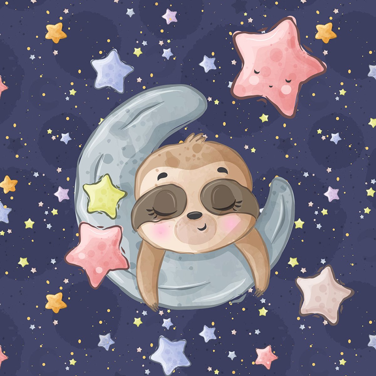 French Terry - Panel S Faultier im Mond