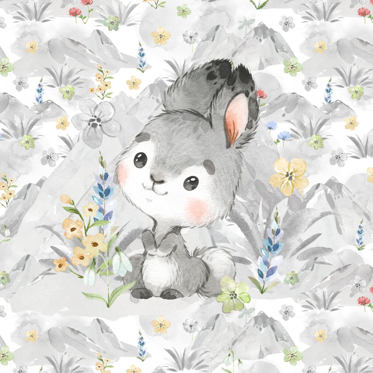 French Terry Panel - Waldtiere im Frühling - Hase