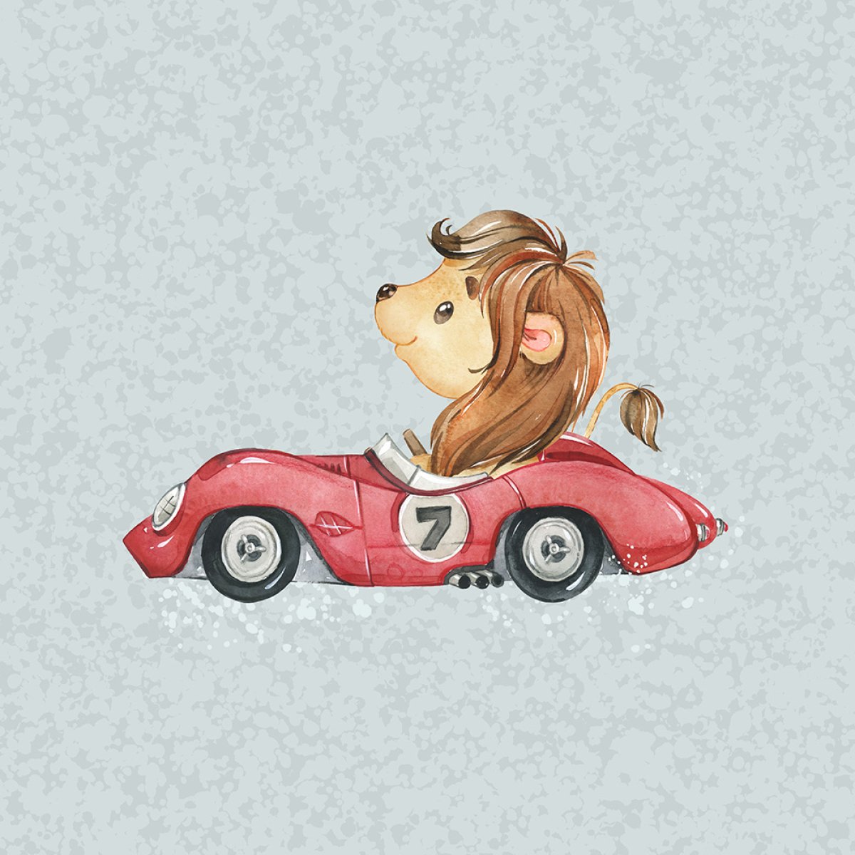 French Terry Panel "On the road" Löwe