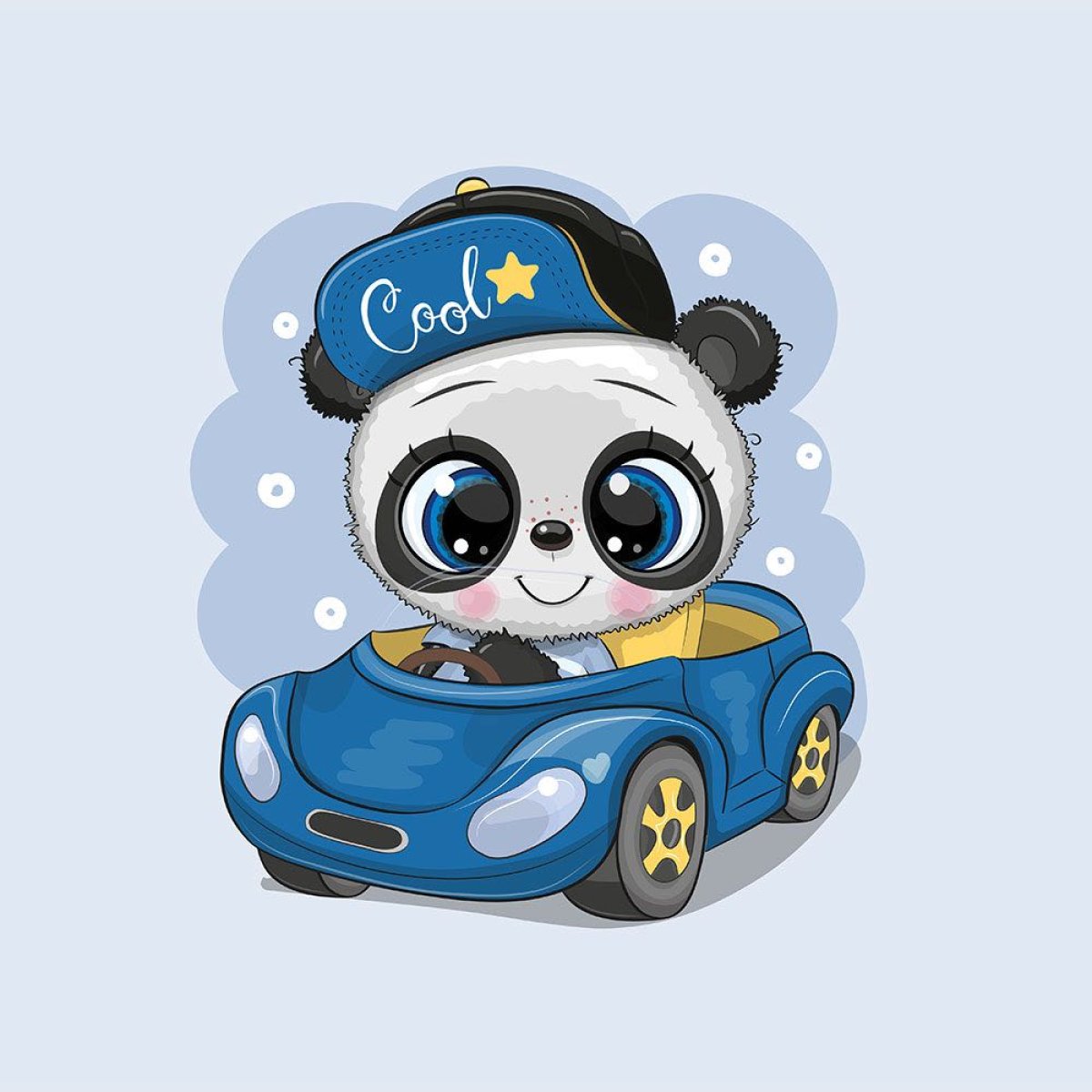 French Terry - Panel S Panda im Auto