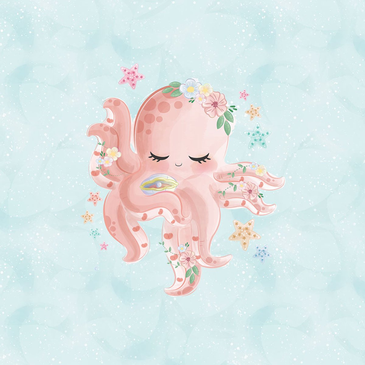 French Terry - Panel S süße Krake Oktopus