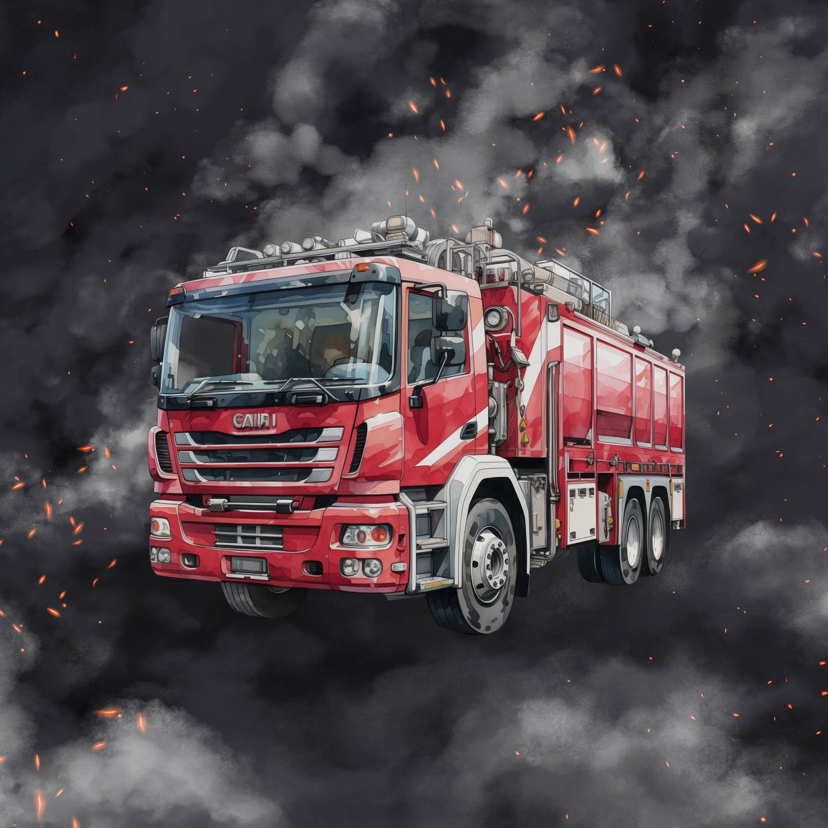 French Terry Panel Feuerwehr - dark style